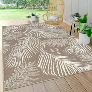 Pauwer Waterproof Outdoor Rug 5x8, Reversible Plastic Straw Patio Camping Rug, Indoor Outdoor RV Mat Carpet for Deck, Camper, Porch, Balcony, Backyard, Picnic, Leaf Brown