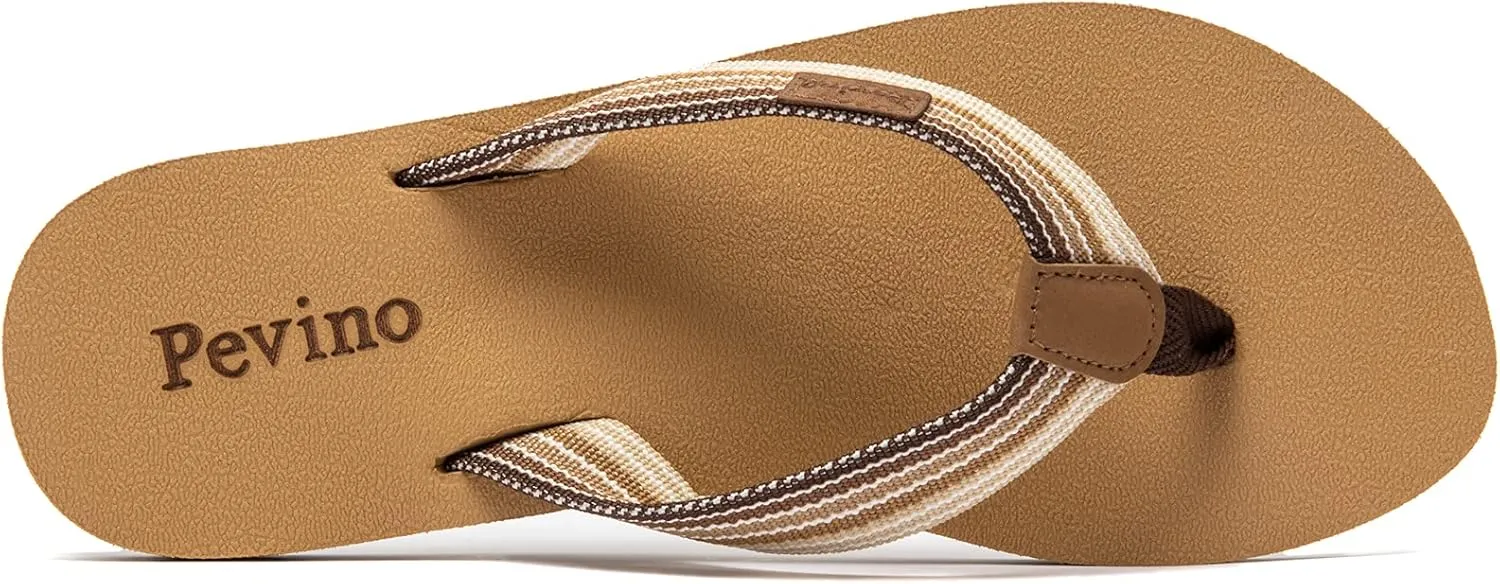 Pevino Women's Orthotic Flip Flops,Casual Comfortable Yoga Mat Thong Sandal with Arch Support