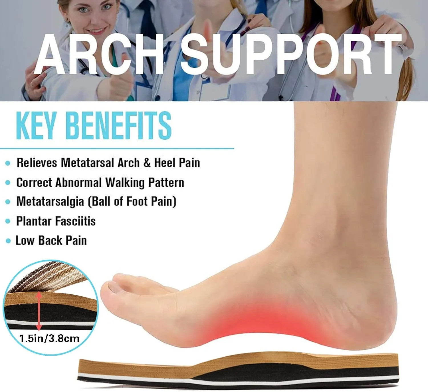 Pevino Women's Orthotic Flip Flops,Casual Comfortable Yoga Mat Thong Sandal with Arch Support