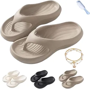 Pillow Arch Support Flip Flops, Summer Beach Shoes for Women Men, Lightweight Non-slip Slides, All Day Relief