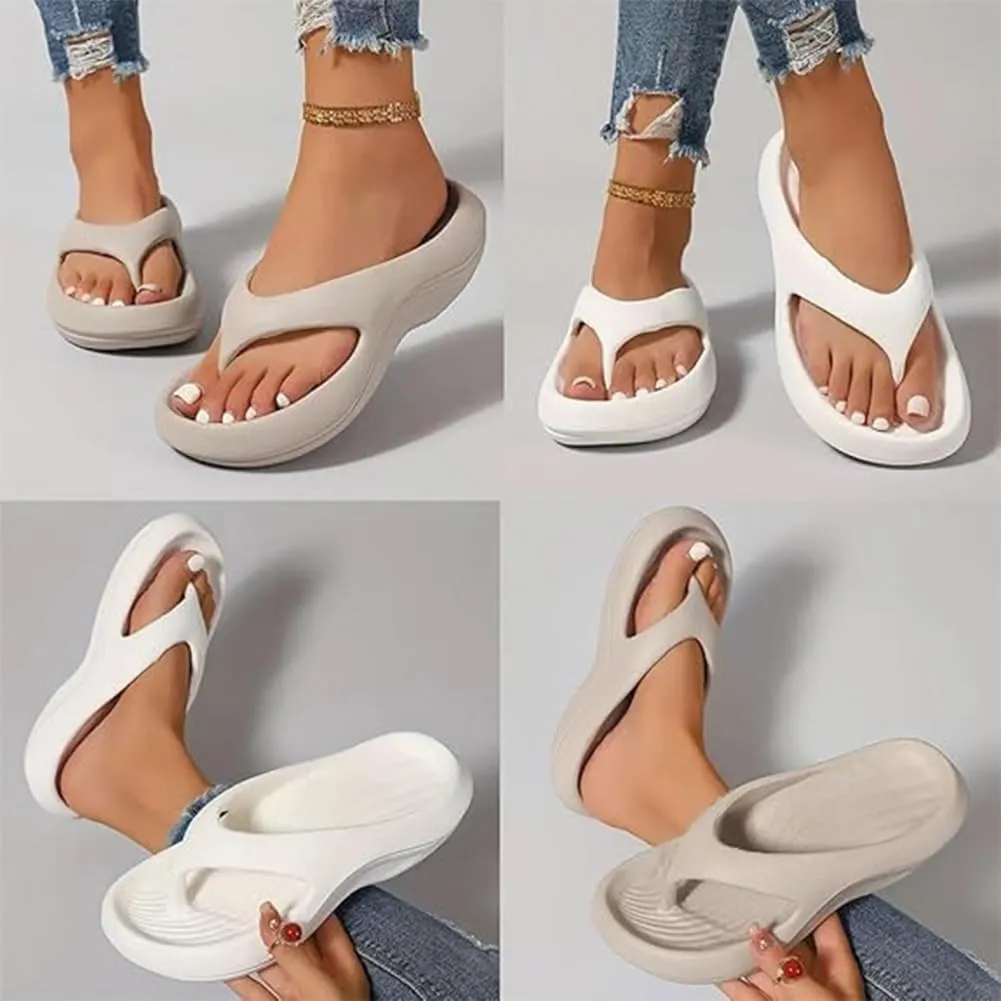 Pillow Arch Support Flip Flops, Summer Beach Shoes for Women Men, Lightweight Non-slip Slides, All Day Relief