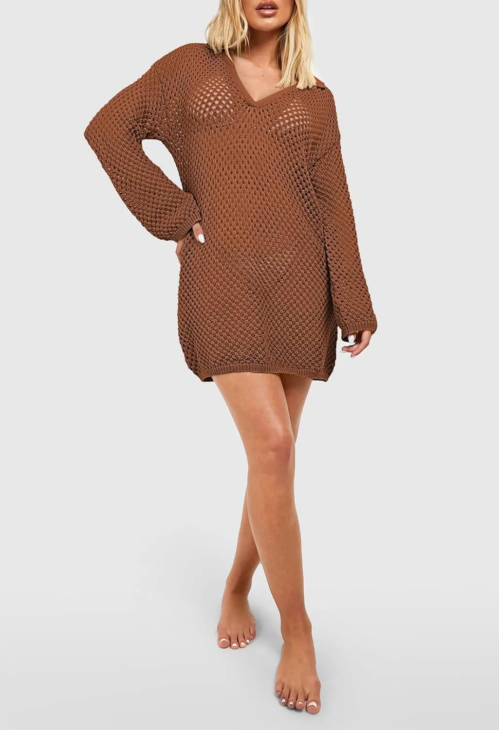 Pink Queen Crochet Swimsuit Cover Up for Women 2025 Sexy Hollow Out Bikini Bathing Suit Coverup Knit Beach Swimwear Dress