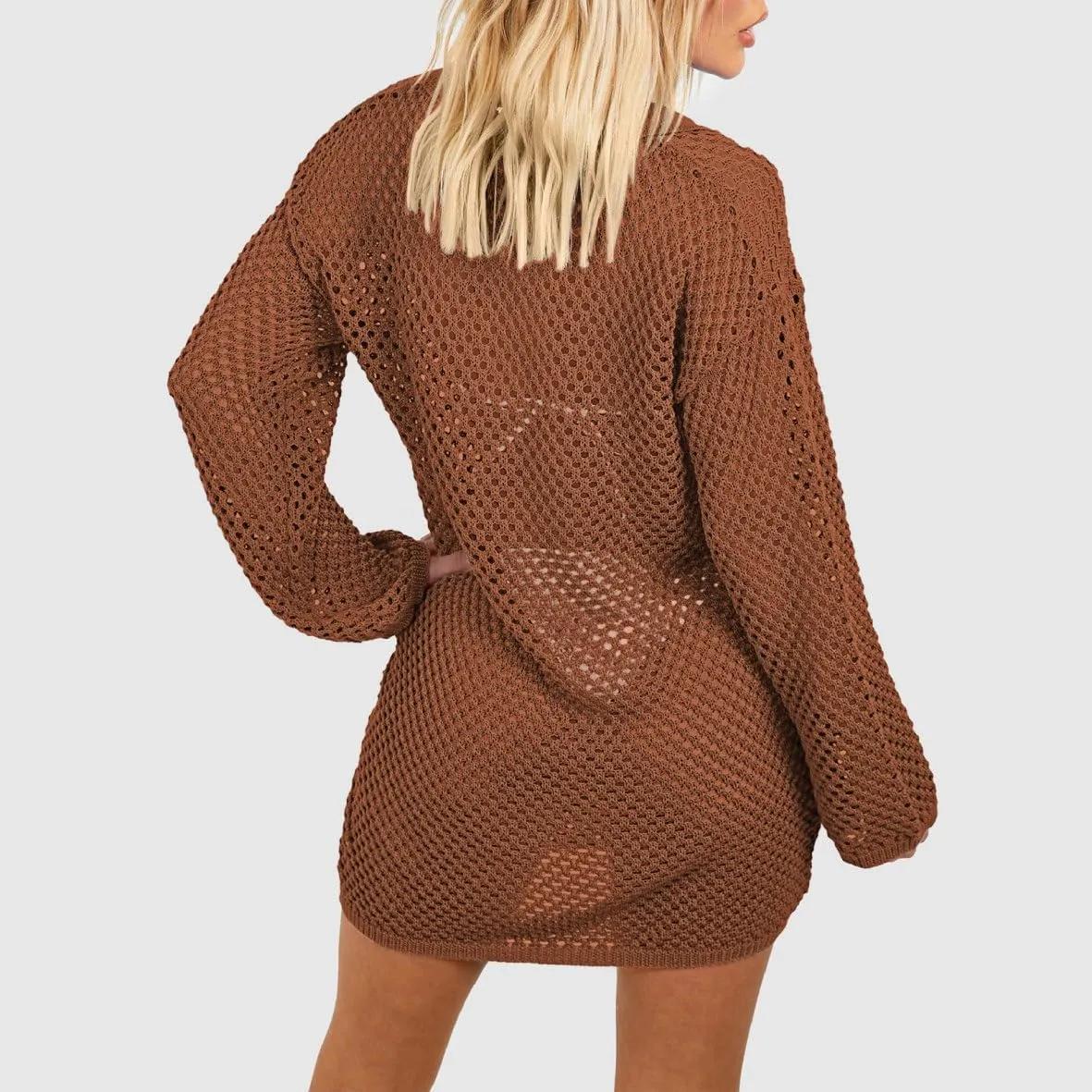 Pink Queen Crochet Swimsuit Cover Up for Women 2025 Sexy Hollow Out Bikini Bathing Suit Coverup Knit Beach Swimwear Dress