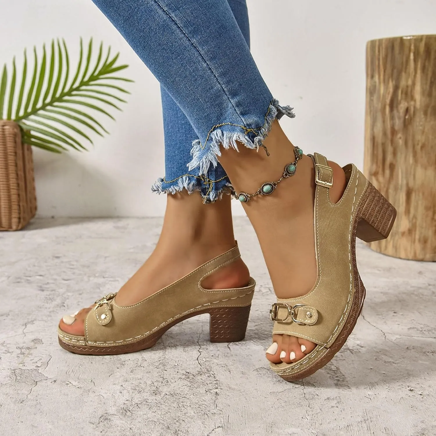 Platform Sandals Women Espadrille Wedge Casual Slippers Open Toe Dressy Heels Summer Slingback Wide Beach High Espadrilles Slip on Cute Slip-on Adjustable Buckle Ankle Strap Shoes Wedges