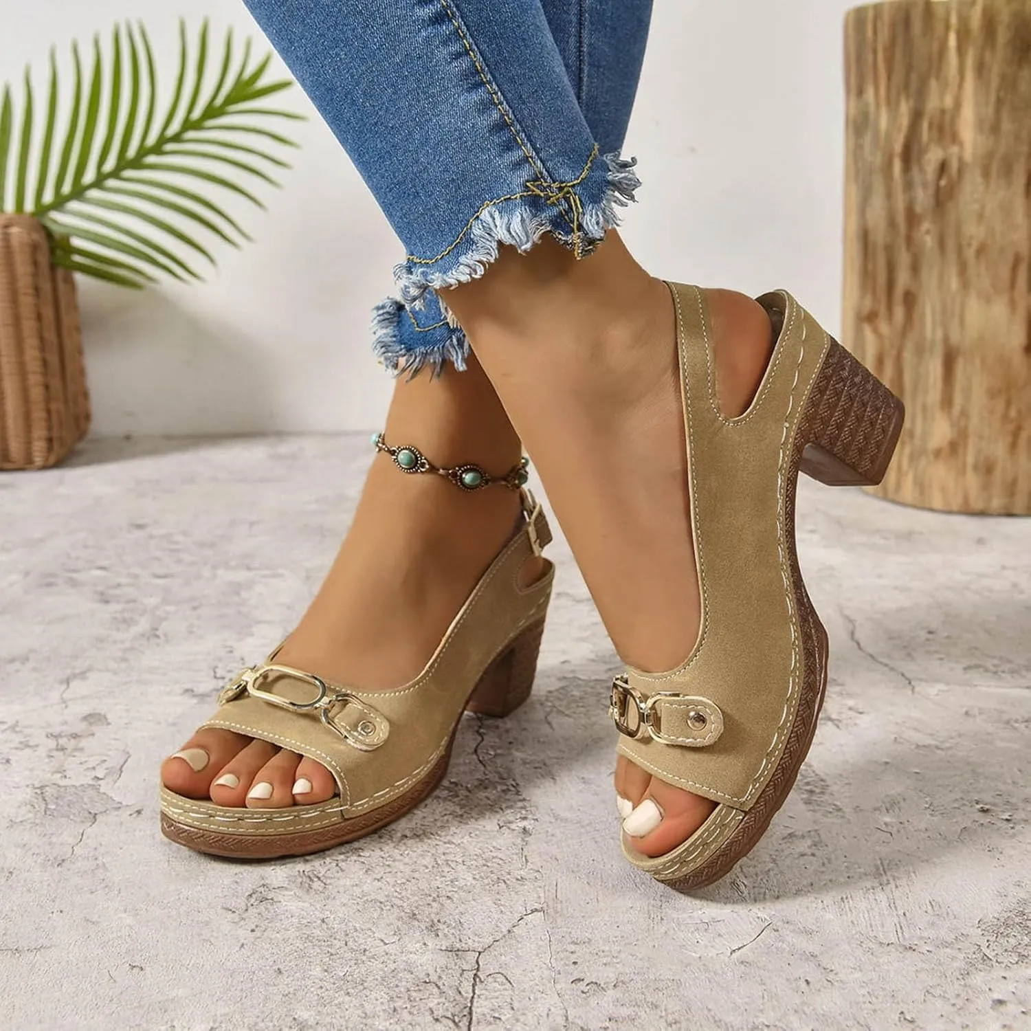 Platform Sandals Women Espadrille Wedge Casual Slippers Open Toe Dressy Heels Summer Slingback Wide Beach High Espadrilles Slip on Cute Slip-on Adjustable Buckle Ankle Strap Shoes Wedges
