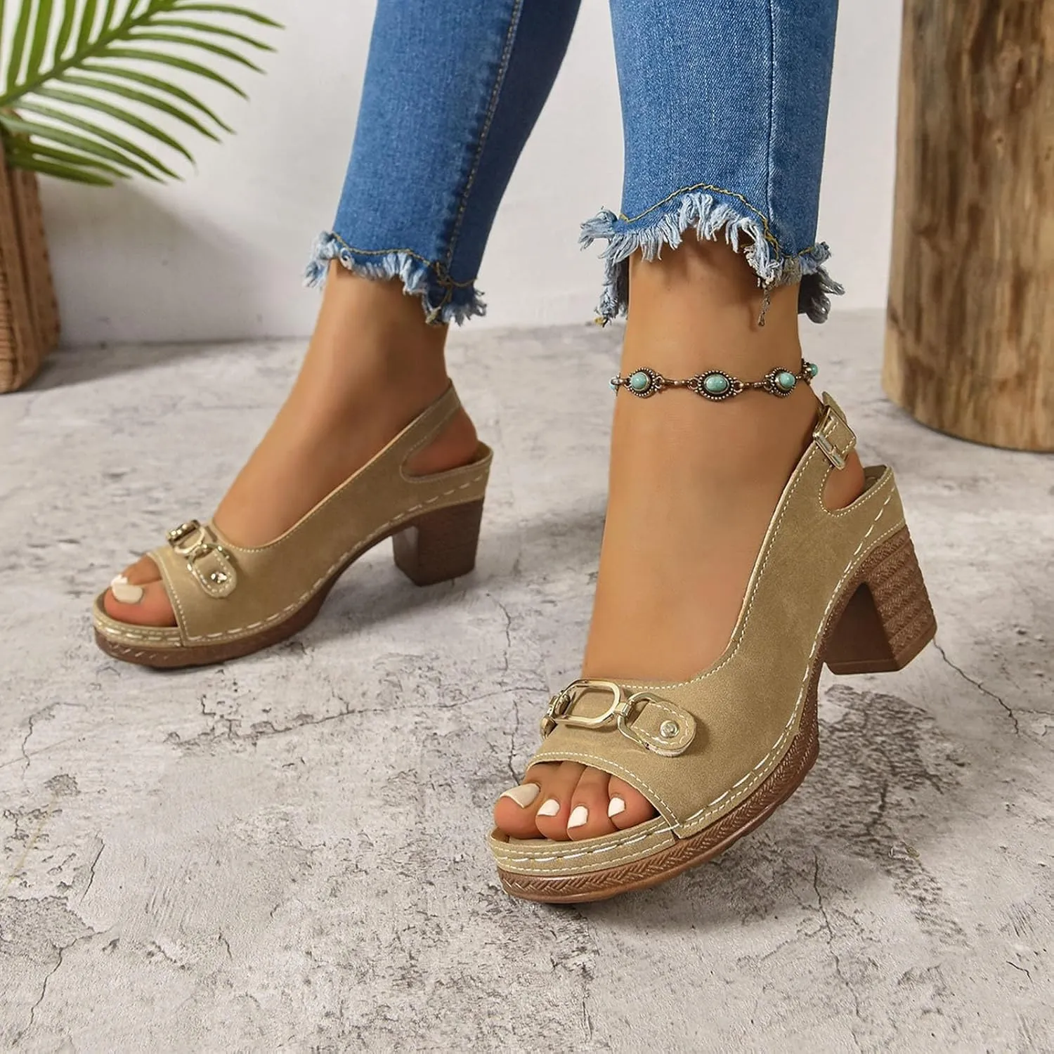 Platform Sandals Women Espadrille Wedge Casual Slippers Open Toe Dressy Heels Summer Slingback Wide Beach High Espadrilles Slip on Cute Slip-on Adjustable Buckle Ankle Strap Shoes Wedges