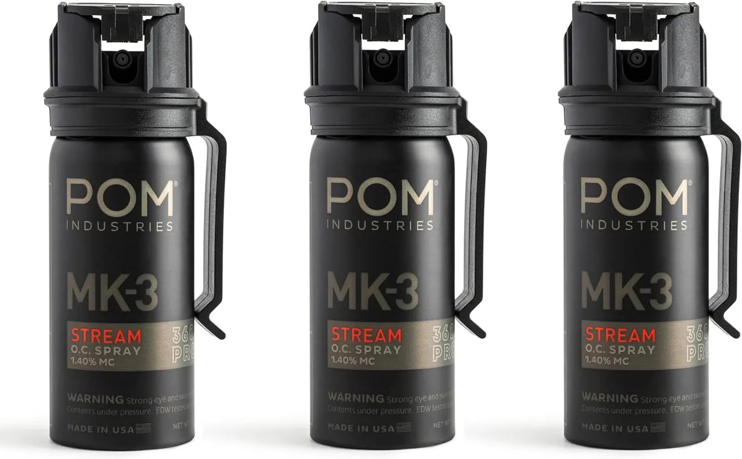 POM MK3 Pepper Spray, Belt Clip Model, Maximum Police Strength OC with UV Marking Dye, Quick Flip Top Safety, 360° Performance at Any Angle, Powerful Accurate Stream, 18 ft Range, 1.8 fl oz