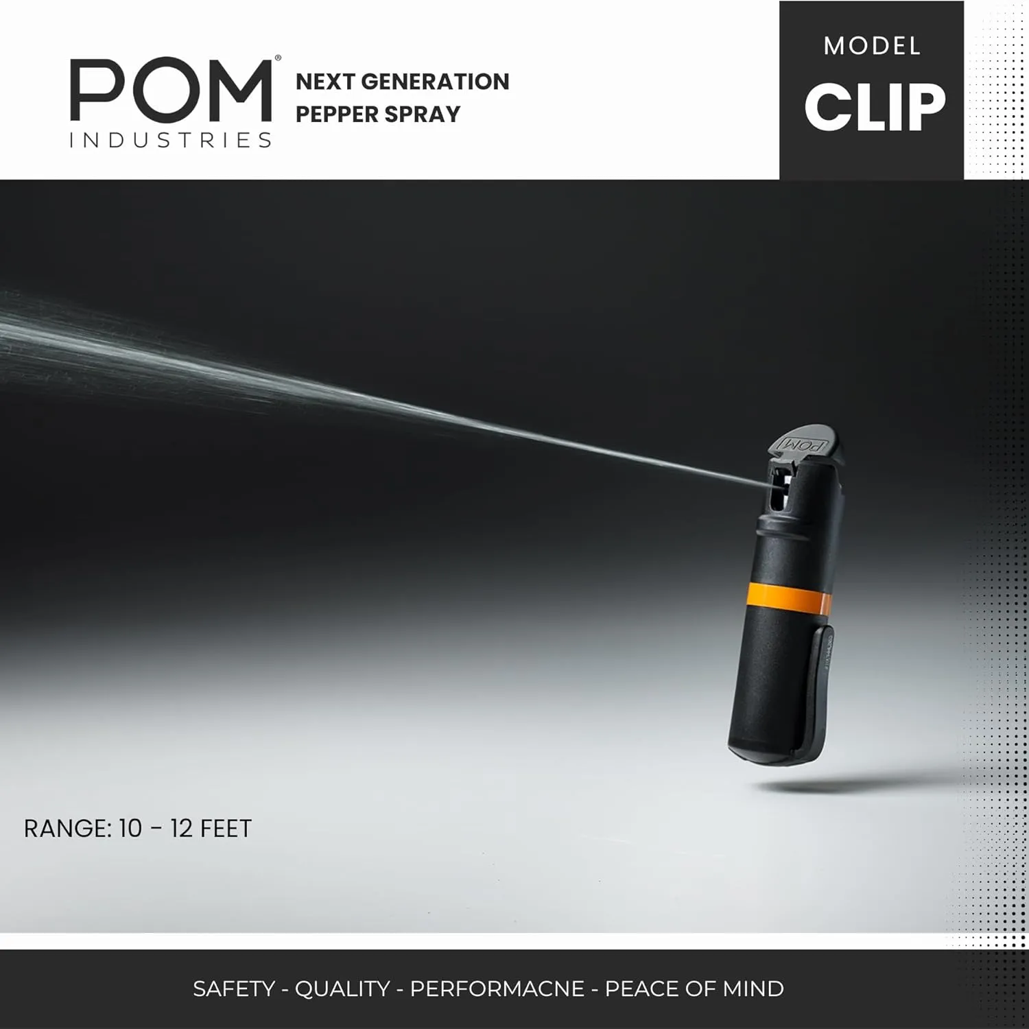 POM Pepper Spray Combo Pack Clip & Keychain - Maximum Strength OC Spray Self Defense- Tactical Compact & Safe Design - 25 Bursts & 10 ft Range - Stream Spray Pattern