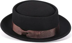 Pork Pie Hats for Men/Women, 100% Wool Felt Hat Womens Mens Stout Porkpie Breaking Bad Hat Unisex Flat Top Fedora Hats Boater Derby Crushable