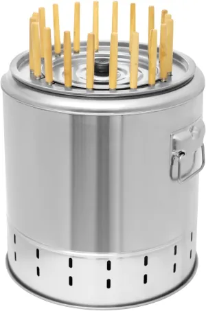 Portable Charcoal Barrel Grill 13.4" Smokeless Stainless Steel Grill with 20 Skewers & Accessories for Camping, Backyard, Picnics | Oil Separation Design
