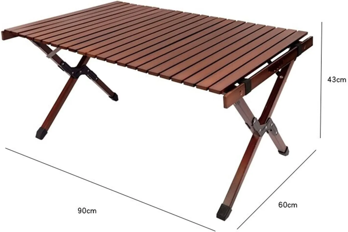 Portable Picnic Table, Black Walnut Beech Egg Roll Table, Folding Roll Up Camping Travel Table (颜色 : 90x60x43CM)