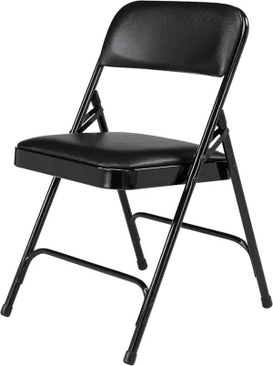Premium Padded Portable Folding Chairs by National Public Seating – 1200 Series Upholstered, Heavy-Duty Foldable Chairs for Indoor & Outdoor Use – Set of 4, Comfortable & Durable, Beige