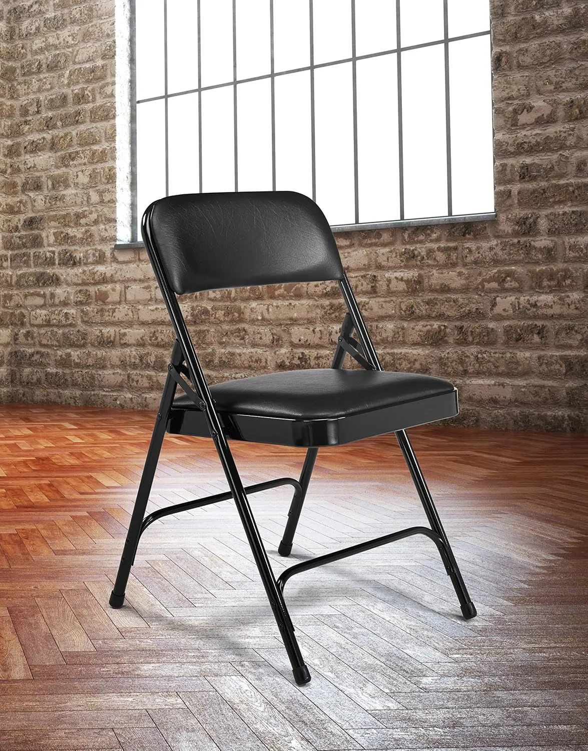 Premium Padded Portable Folding Chairs by National Public Seating – 1200 Series Upholstered, Heavy-Duty Foldable Chairs for Indoor & Outdoor Use – Set of 4, Comfortable & Durable, Beige