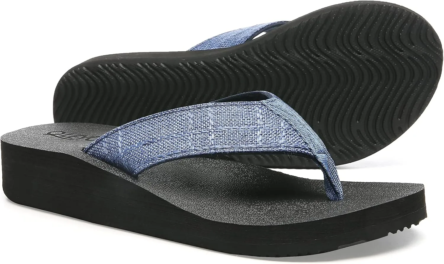 QLEYO Women's Platform Flip Flop with Arch Support, Comfortable Yoga Mat Wedge Flip-Flops, Athletic Walking Thong Slippers for Vacation/Shopping Mall/Wandering/Gathering