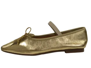 Ralph Migel  Gold Elastic Strap Ballet Flat  Rand
