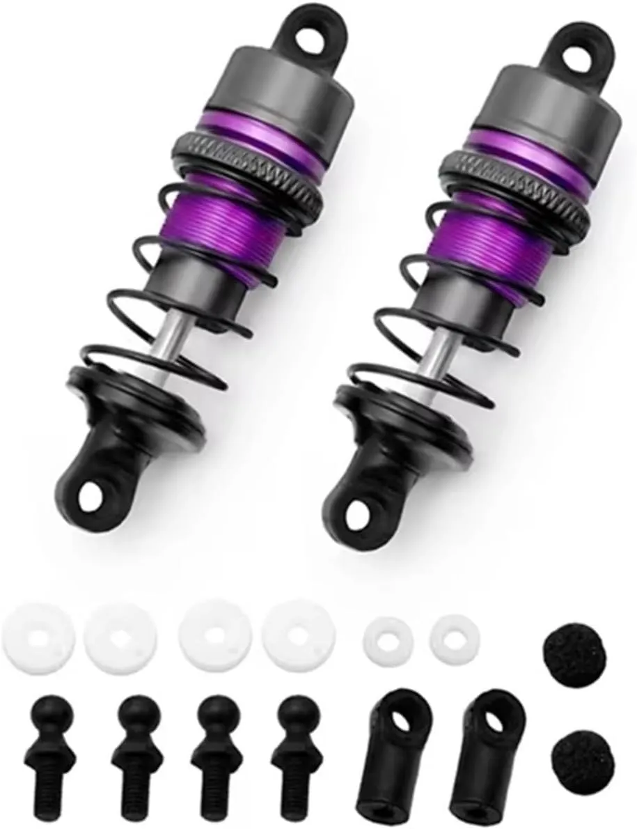 RC Shock Absorber Compatible With 1/10 RC Remote Control Car Flat For Racing Drift Car (63Mm) Parts 2pcs Of Metal Hydraulic Shock Absorbers(Purple)