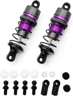 RC Shock Absorber Compatible With 1/10 RC Remote Control Car Flat For Racing Drift Car (63Mm) Parts 2pcs Of Metal Hydraulic Shock Absorbers(Purple)