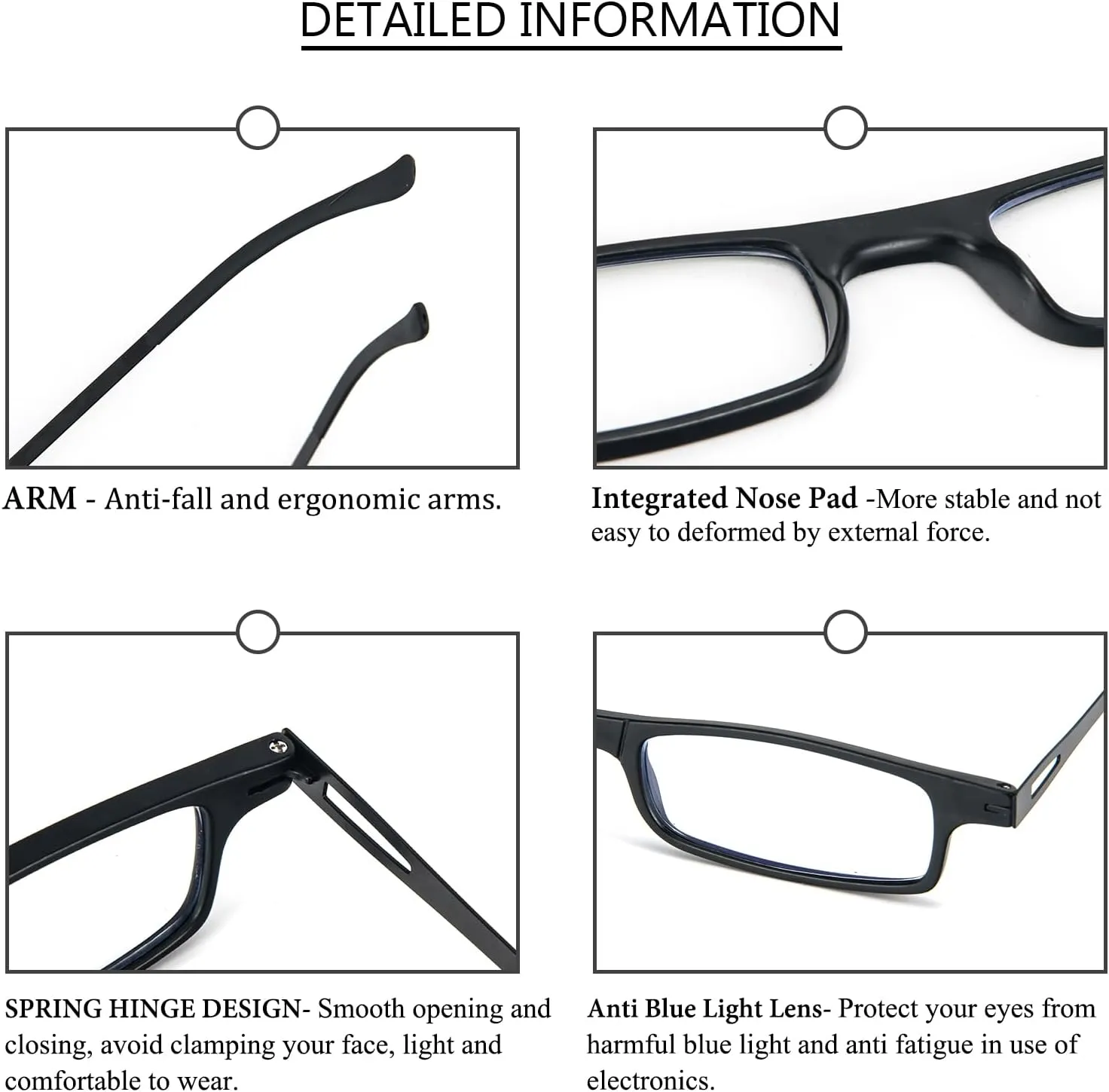 REAVEE Folding Reading Glasses for Men Women Blue Light Blocking Computer Thin Foldable Portable Readers Flat Case