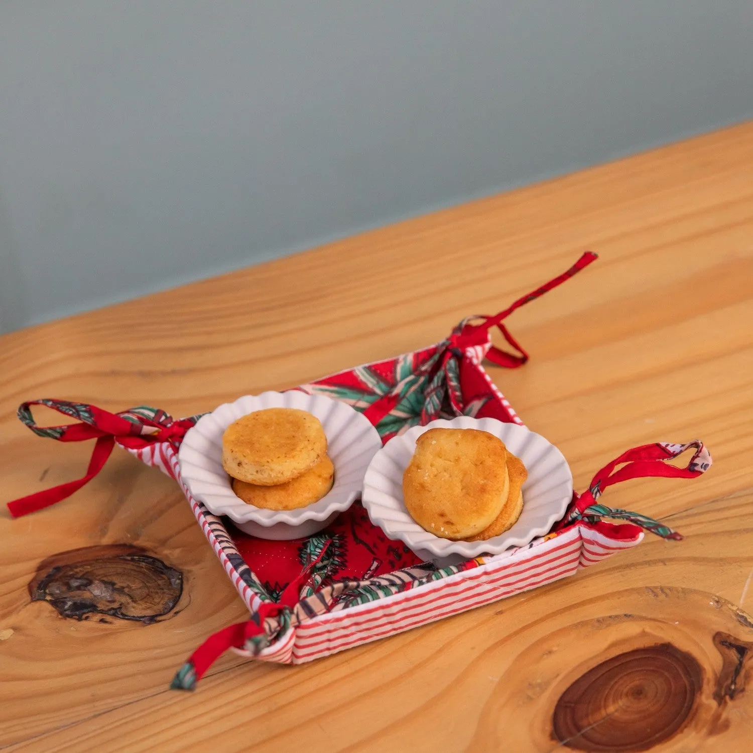 Red Tropical Palm and Stripe Foldable Reversible Tray