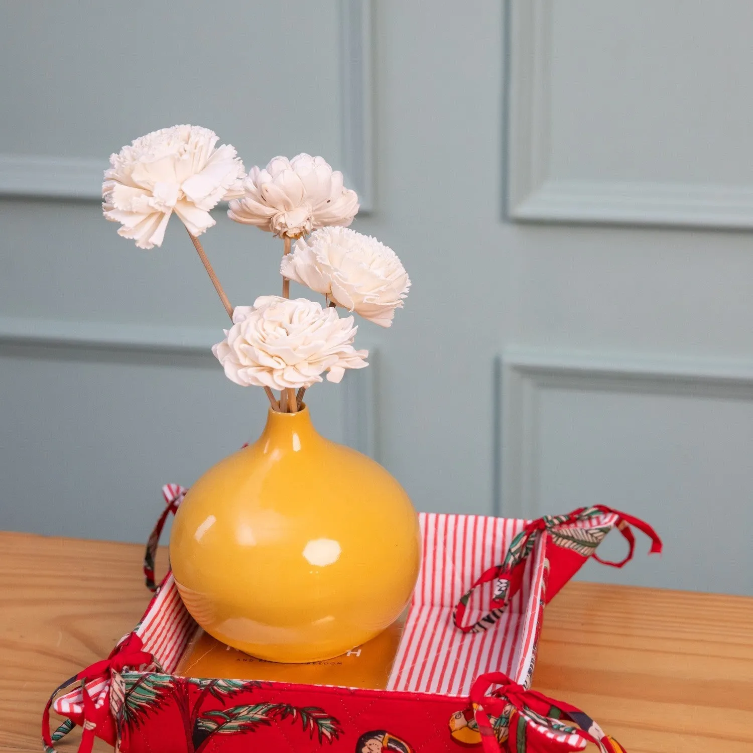Red Tropical Palm and Stripe Foldable Reversible Tray