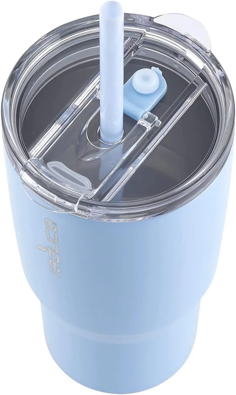 REDUCE Cold1 34 oz Tumbler with Lid and Straw- Vacuum Insulated Stainless Steel Water Bottle for Home, Office or Car; Reusable Cup with Leakproof Flip Lid, Keeps Drinks Ice Cold All Day- Gloss Glacier