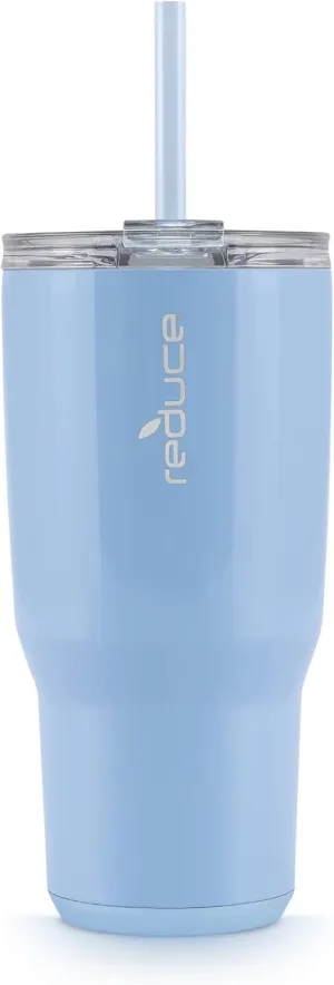 REDUCE Cold1 34 oz Tumbler with Lid and Straw- Vacuum Insulated Stainless Steel Water Bottle for Home, Office or Car; Reusable Cup with Leakproof Flip Lid, Keeps Drinks Ice Cold All Day- Gloss Glacier