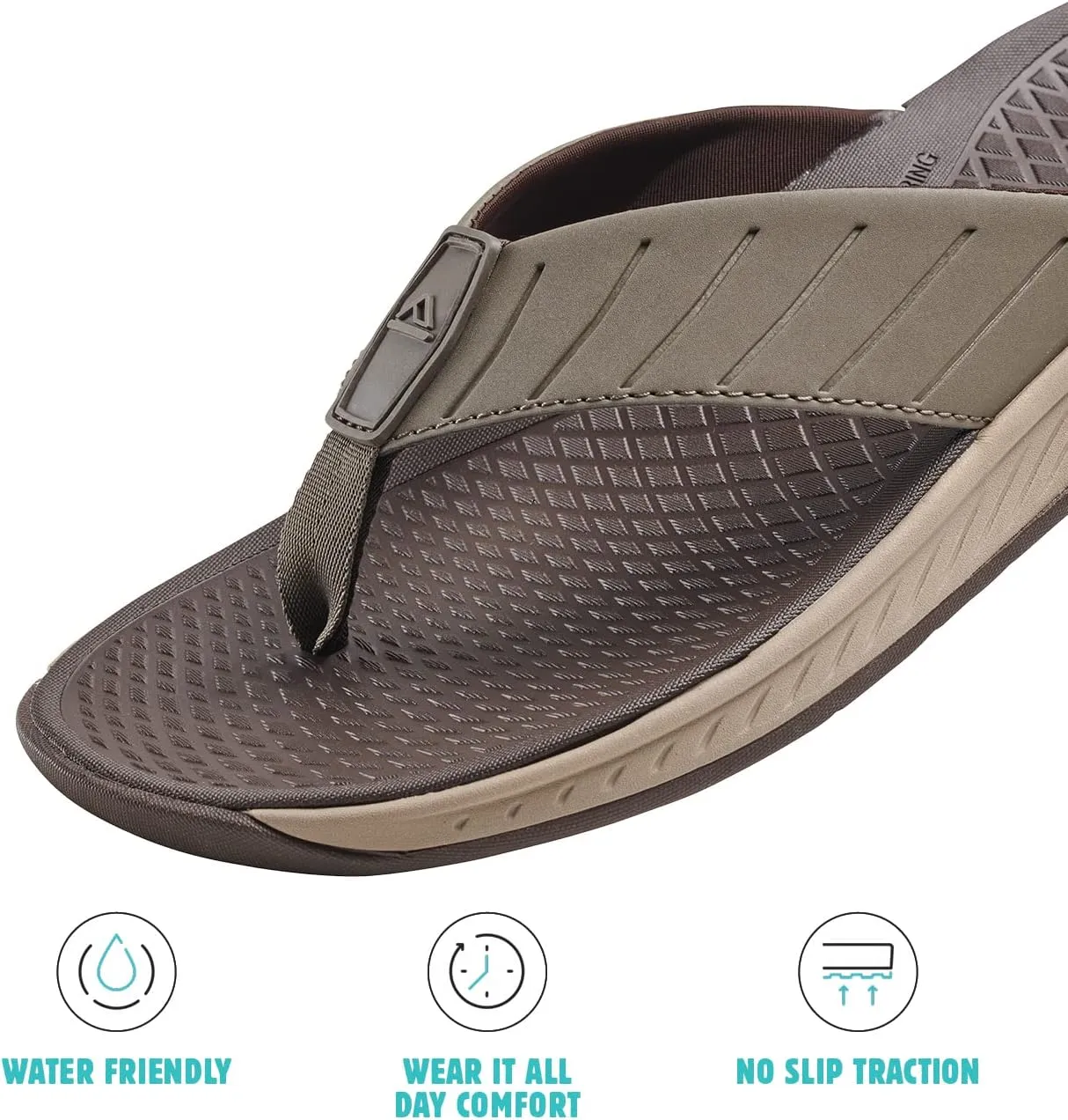 REEF Deckhand Men's Water Friendly Flip Flop, Boat Friendly, No Slip Traction, Quick Dry