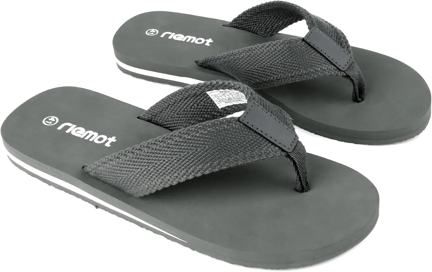 riemot Mens Flip Flops Arch Support Thong Sandals Cushioned Slippers for Beach Swimming Pool Home Shower Shoes Size 8-14