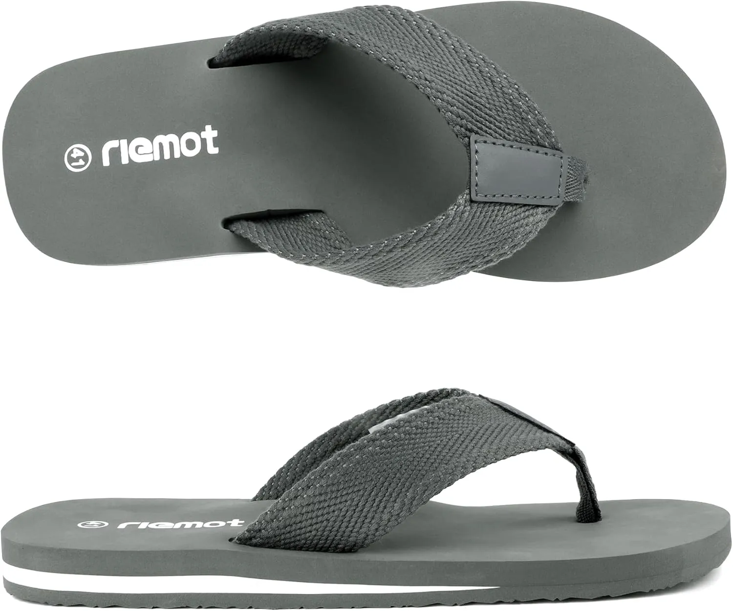 riemot Mens Flip Flops Arch Support Thong Sandals Cushioned Slippers for Beach Swimming Pool Home Shower Shoes Size 8-14