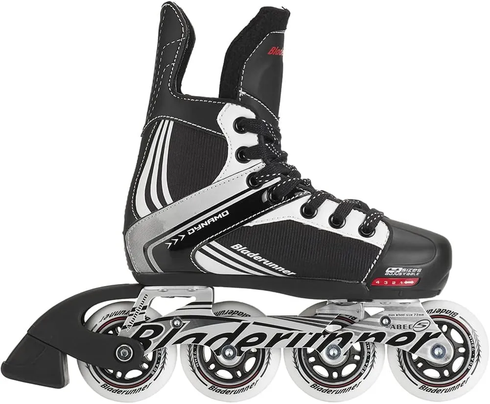 Rollerblade Bladerunner Dynamo Jr Size Adjustable Hockey Inline Skate, Black and Red, Inline Skates