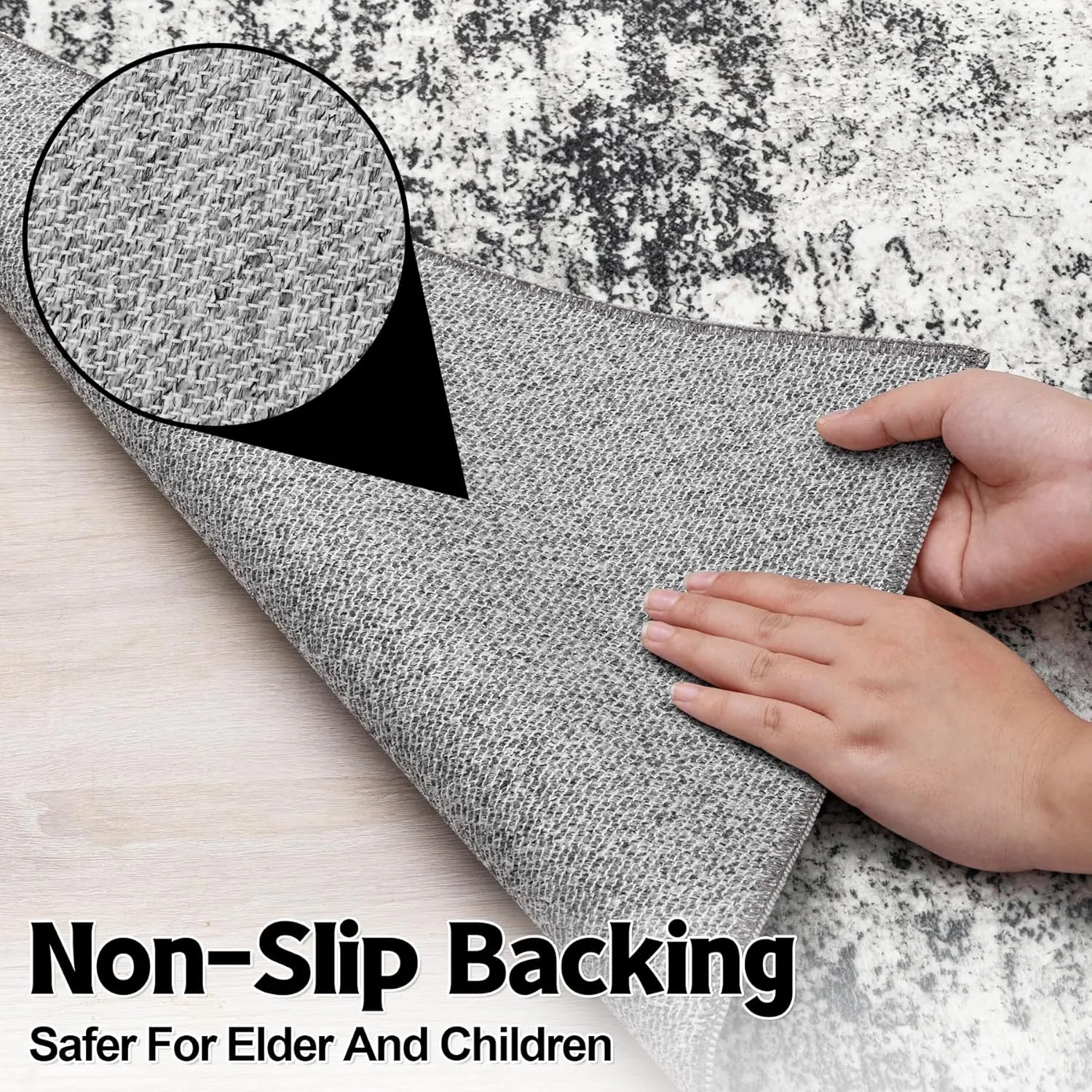 Runner Rug 2'6''x8' Washable Runner Rug: Machine Washable Kitchen Area Rug with Anti-Slip Backing Non-Shedding Stain-Resistant Long Soft Carpet Runner for Hallway, Bedroom, Laundry Room- Black