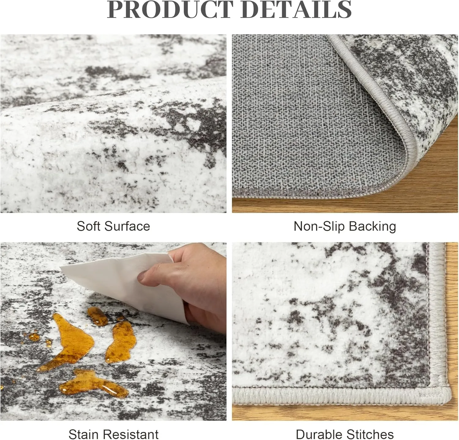 Runner Rug 2'6''x8' Washable Runner Rug: Machine Washable Kitchen Area Rug with Anti-Slip Backing Non-Shedding Stain-Resistant Long Soft Carpet Runner for Hallway, Bedroom, Laundry Room- Black