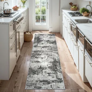 Runner Rug 2'6''x8' Washable Runner Rug: Machine Washable Kitchen Area Rug with Anti-Slip Backing Non-Shedding Stain-Resistant Long Soft Carpet Runner for Hallway, Bedroom, Laundry Room- Black