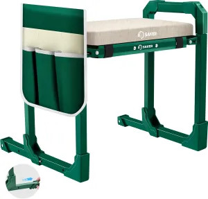 Saker Garden Kneeler and Seat Foldable Gardening Stool with Extendable Legs & Thickened Pad, Tool, Heavy Duty 500lbs Support for Elderly, Gardening, Outdoor Use