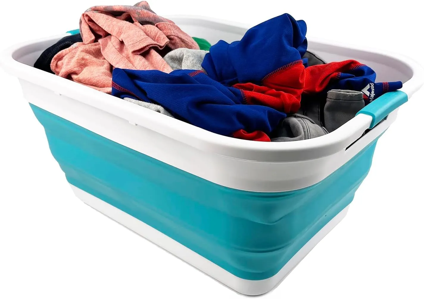 SAMMART 41L (10.8 gallon) Collapsible Plastic Laundry Basket - Foldable Pop Up Storage Container/Organizer - Portable Washing Tub - Space Saving (Rectangular, Ceramic Blue Pale Purple (Set of 2))