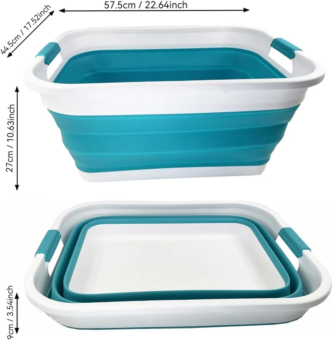 SAMMART 41L (10.8 gallon) Collapsible Plastic Laundry Basket - Foldable Pop Up Storage Container/Organizer - Portable Washing Tub - Space Saving (Rectangular, Ceramic Blue Pale Purple (Set of 2))