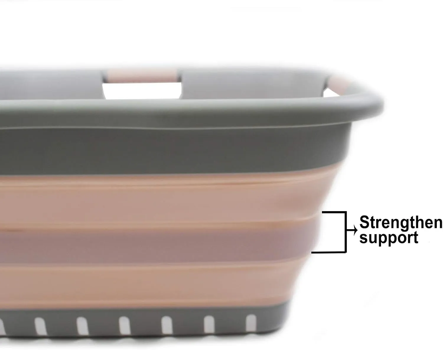 SAMMART 41L Collapsible Plastic Laundry Basket - Foldable Pop Up Storage Container/Organizer - Portable Basket - Space Saving Hamper/Basket (3 handled rectangular, Grey/Pink)