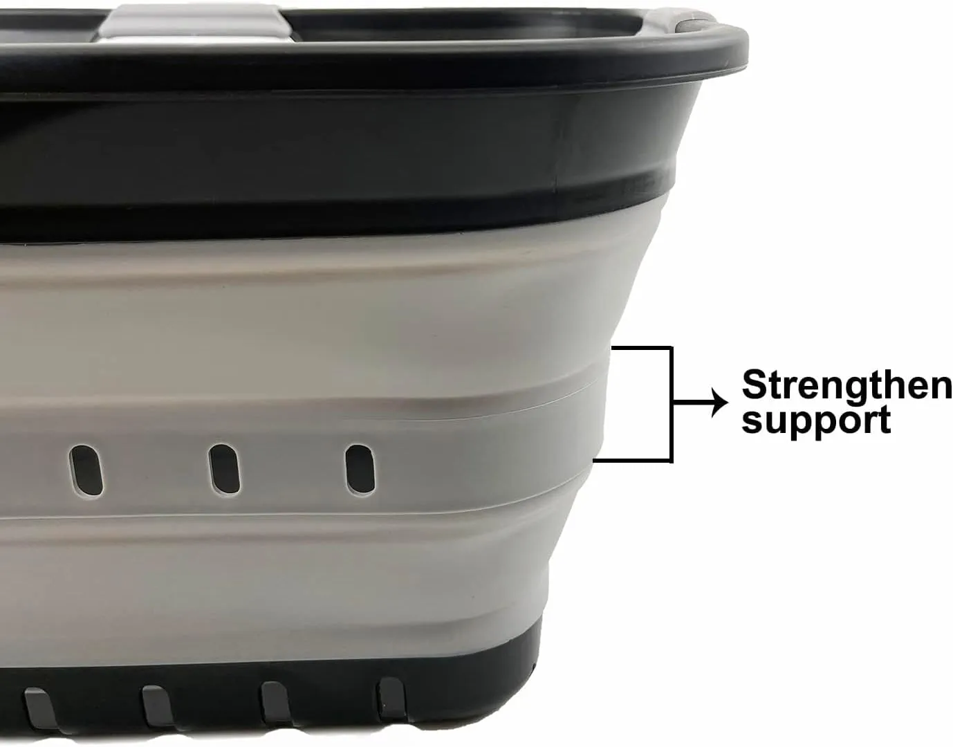 SAMMART 42L (11 gallon) Collapsible Plastic Laundry Basket - Foldable Pop Up Storage Container/Organizer - Portable Basket - Space Saving Hamper (Black/Alloy Grey (Set of 2))