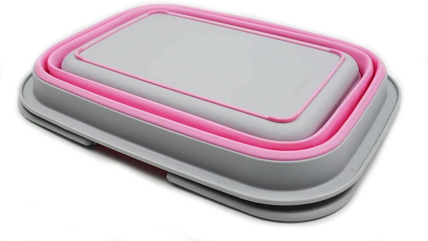 SAMMART 9.2L (2.37Gallon) Collapsible Tub with Handle - Portable Outdoor Picnic Basket/Crater - Foldable Shopping Bag - Space Saving Storage Container (1, Grey/Pink)