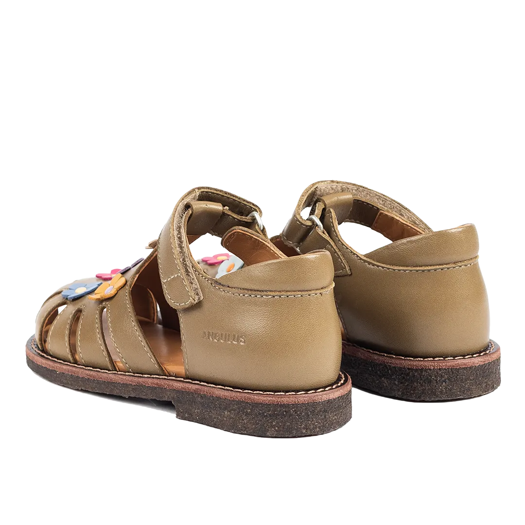 Sandal with floral applications