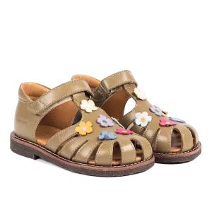 Sandal with floral applications