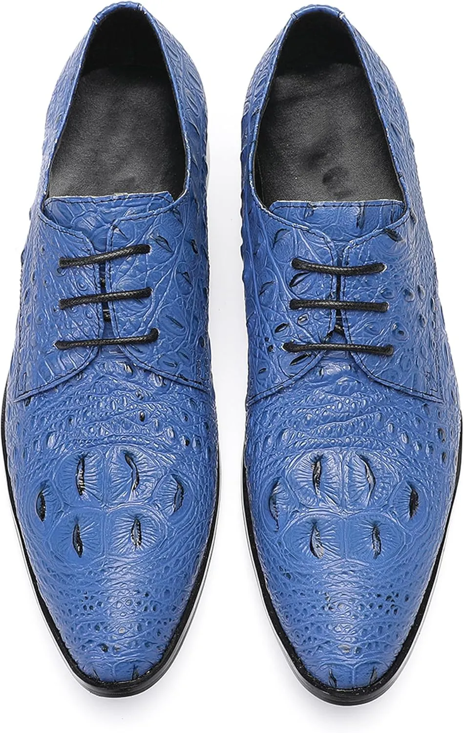 Santimon Men's Genuine Leather Oxfords Dress Shoes - Exotic Crocodile Pattern Lace-Up Formal Shoes, Premium Non-Slip Sole Derby for Business, Wedding and Formal Events