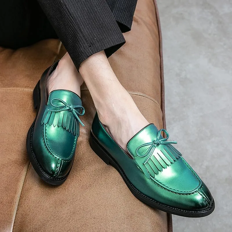 Santimon Men's Moc Toe Kiltie Bow Slip-on Loafers with Matte Finish Comfort Walking Dress Driving Moccasins Casual Boat Shoes