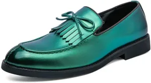 Santimon Men's Moc Toe Kiltie Bow Slip-on Loafers with Matte Finish Comfort Walking Dress Driving Moccasins Casual Boat Shoes