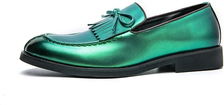 Santimon Men's Moc Toe Kiltie Bow Slip-on Loafers with Matte Finish Comfort Walking Dress Driving Moccasins Casual Boat Shoes