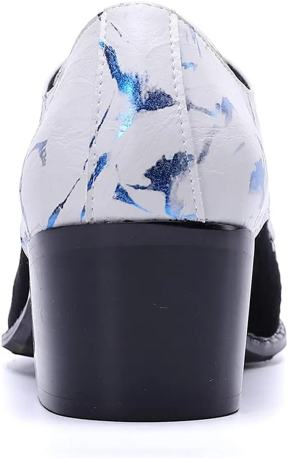 Santimon Mens Oxford Dress Shoes Patent Genuine Leather Pointed Toe Ballroom Floral Carving Wedding Brogue Derby Dance Shoes
