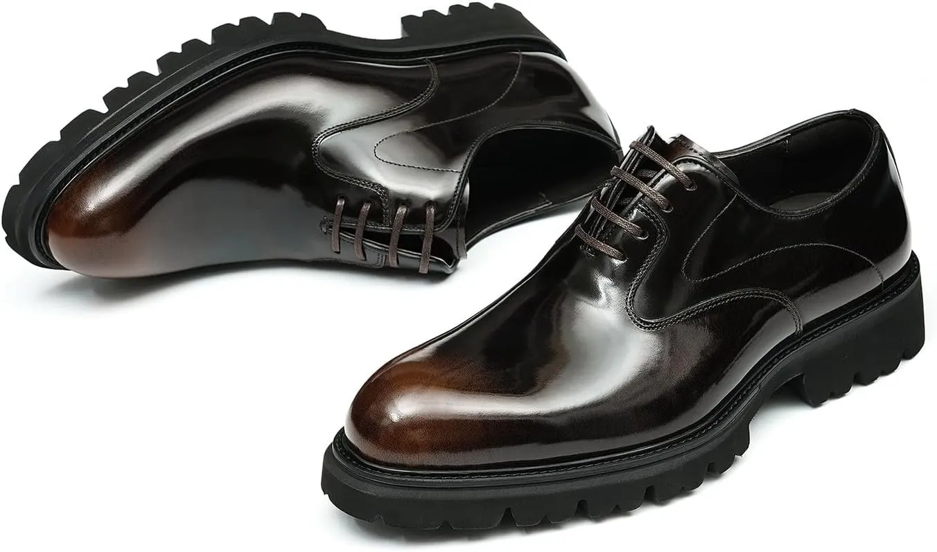 Santimon Men's Oxfords Black Formal Dress Business Shoes Comfort Leather Pionted Toe Derby Casual Shoes for Men