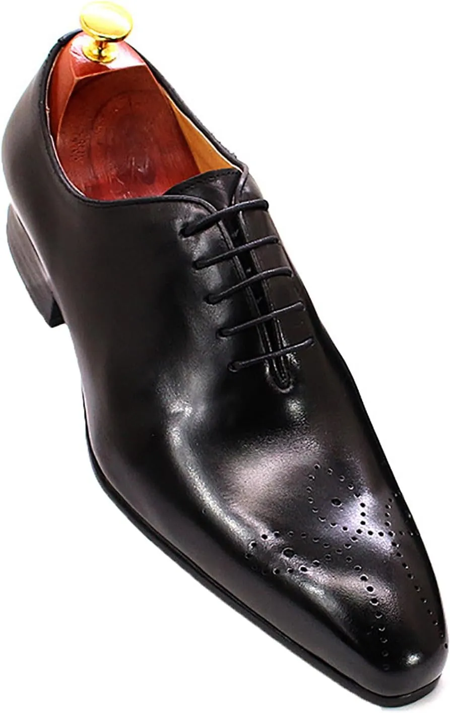 Santimon Mens Oxfords Formal Dress Genuine Leather Handmade Derby Casual Brogues Oxfords Tuxedo Fashion Walking Shoes for Men