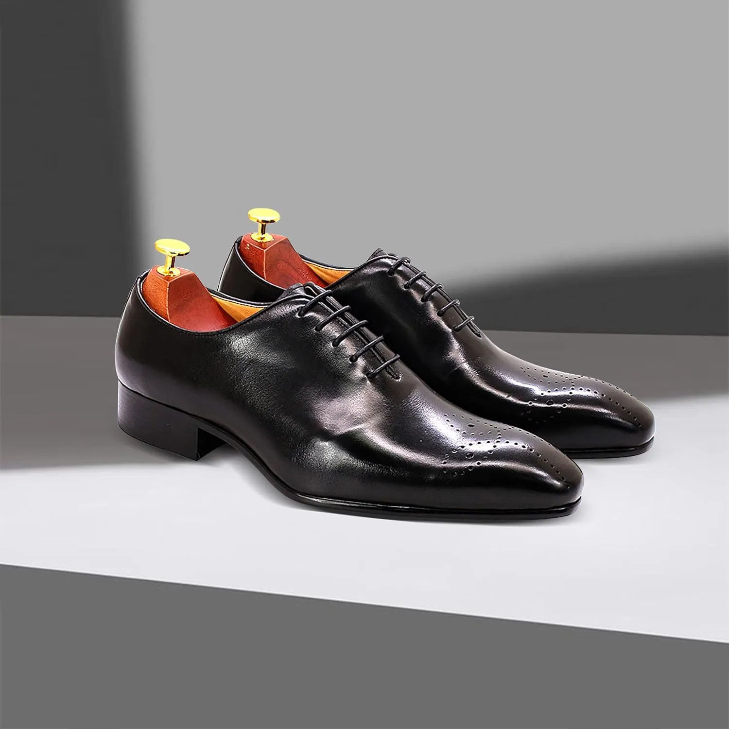 Santimon Mens Oxfords Formal Dress Genuine Leather Handmade Derby Casual Brogues Oxfords Tuxedo Fashion Walking Shoes for Men