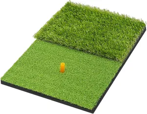 SAPLIZE Foldable Heavy-Duty Golf Hitting Mat, Practice Mat with 10mm EVA Rubber Backing, Larger Size for Indoor/Outdoor Swing and Chipping Practice, Anti-Deformation